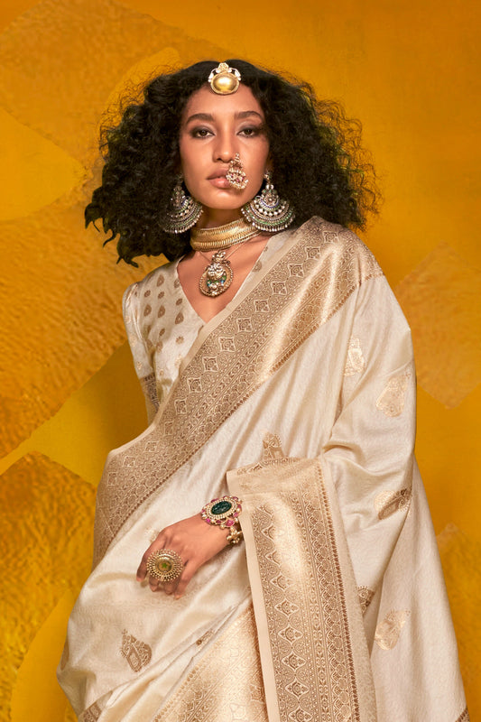 White 2-Tone Zari Weaving Silk Saree-ZB134058_2_SareeButa.com