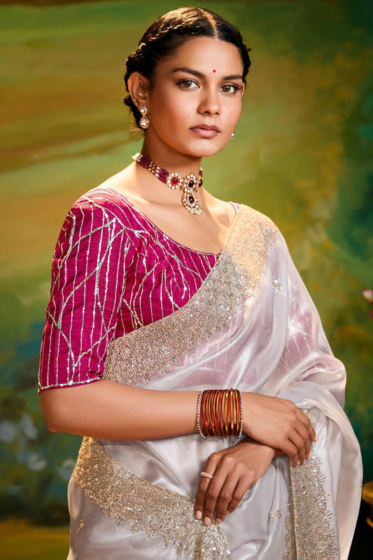 White Embroidered Organza Saree-ZB134605_2_SareeButa.com