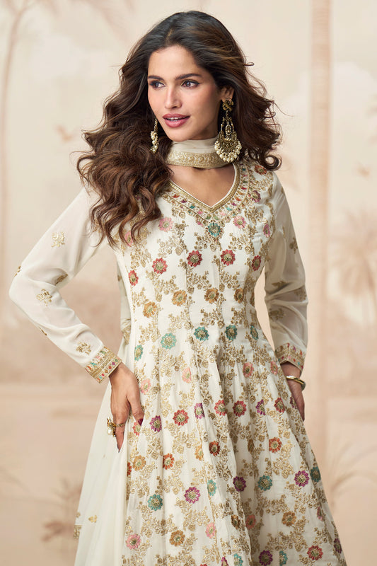 White Readymade A-line Georgette Suit-SS545_2_SareeButa.com