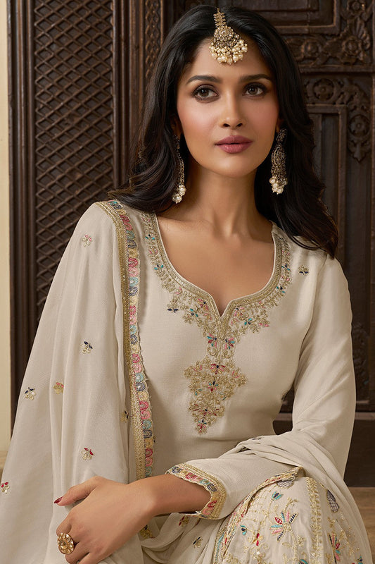 White Readymade Chinon Suit-SS371_2_SareeButa.com