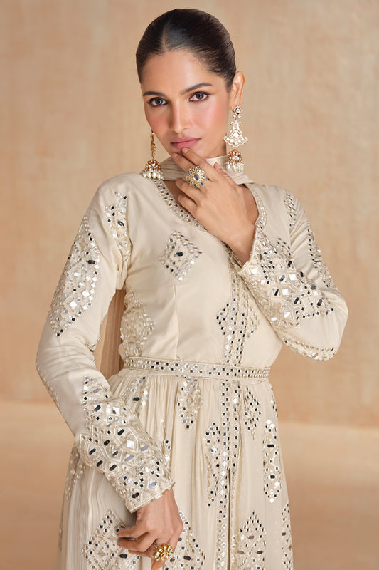 White Readymade Heavy work Georgette Suit-SS548_2_SareeButa.com