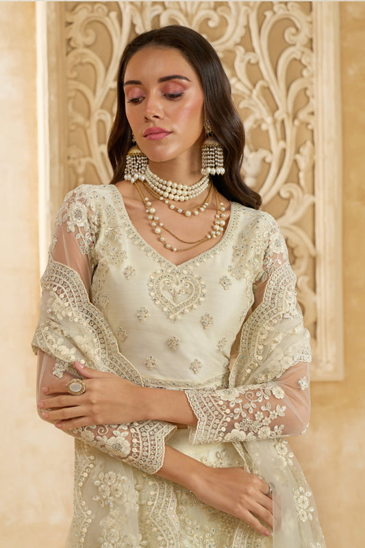 White Semi Stitched Embroidered Net Lehenga-LC11_2_SareeButa.com