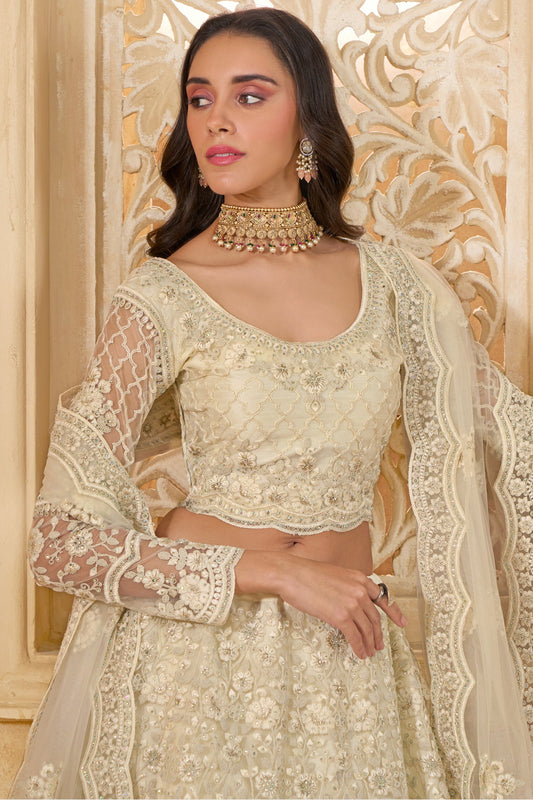 White Semi Stitched Embroidered Net Lehenga-LC15_2_SareeButa.com
