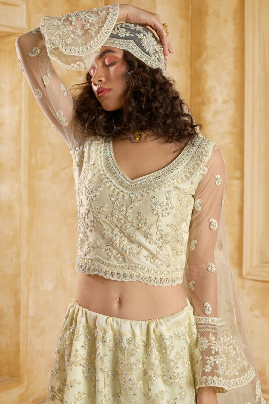 White Semi Stitched Embroidered Net Lehenga-LC17_2_SareeButa.com
