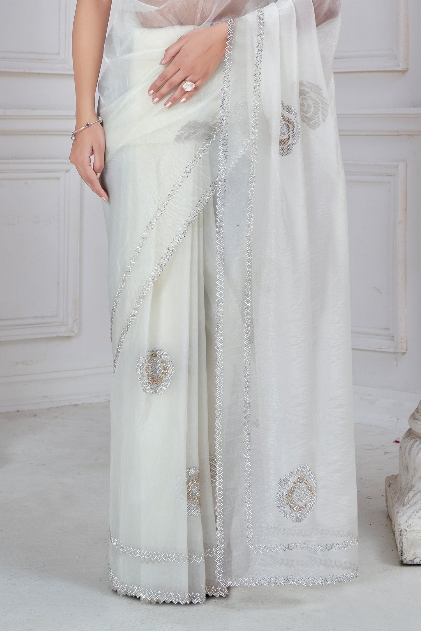 White Stone Work Organza Saree-SAR10765_5_SareeButa.com