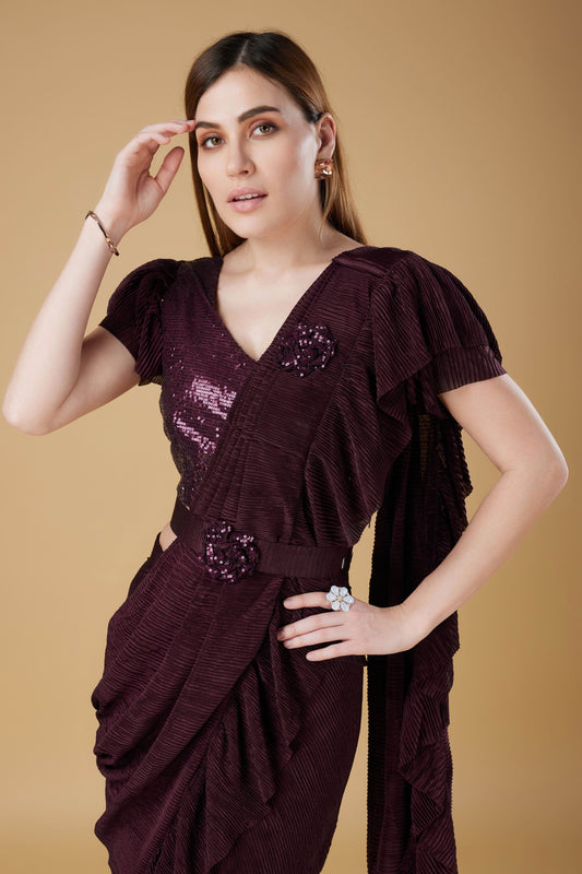wine-frill-border-readymade-saree-zb131033_2_SareeButa.com