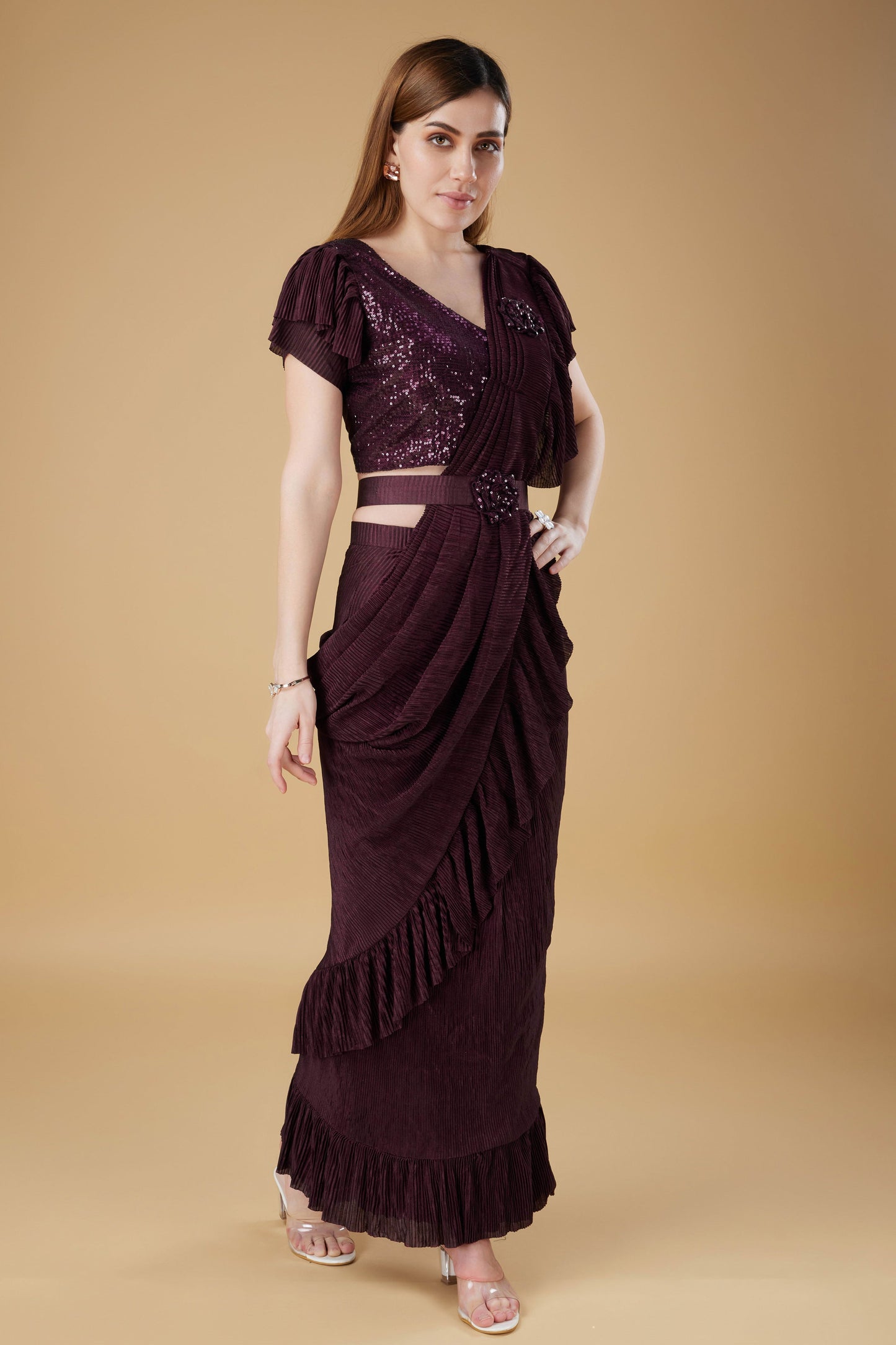 wine-frill-border-readymade-saree-zb131033_4_SareeButa.com