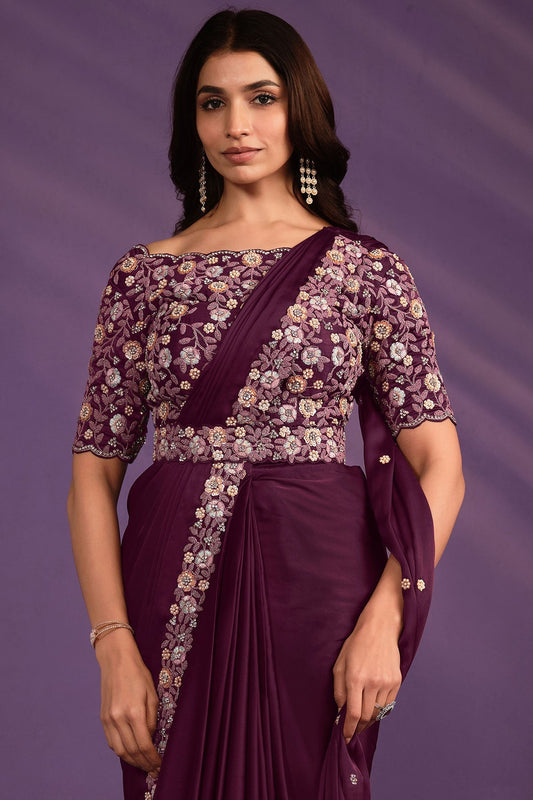 wine-satin-crepe-silk-readymade-saree-zb130235_2_SareeButa.com