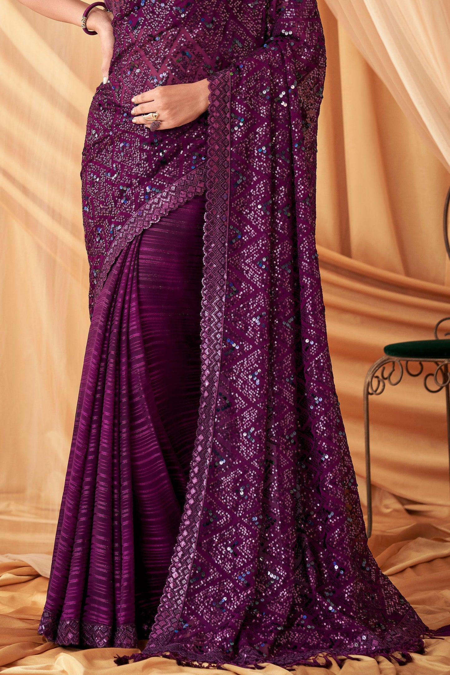 wine-sequined-satin-georgette-saree-zb131080_3_SareeButa.com