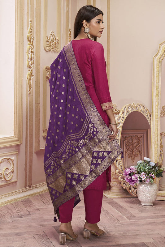 Wine Dola Silk Readymade Salwar Suit-SS140_2_SareeButa.com