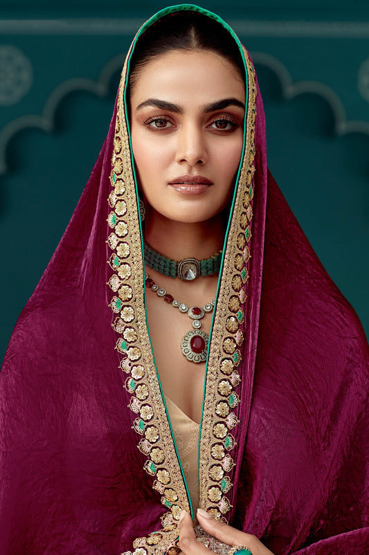Wine Embroidered Tissue Saree-ZB134087_2_SareeButa.com