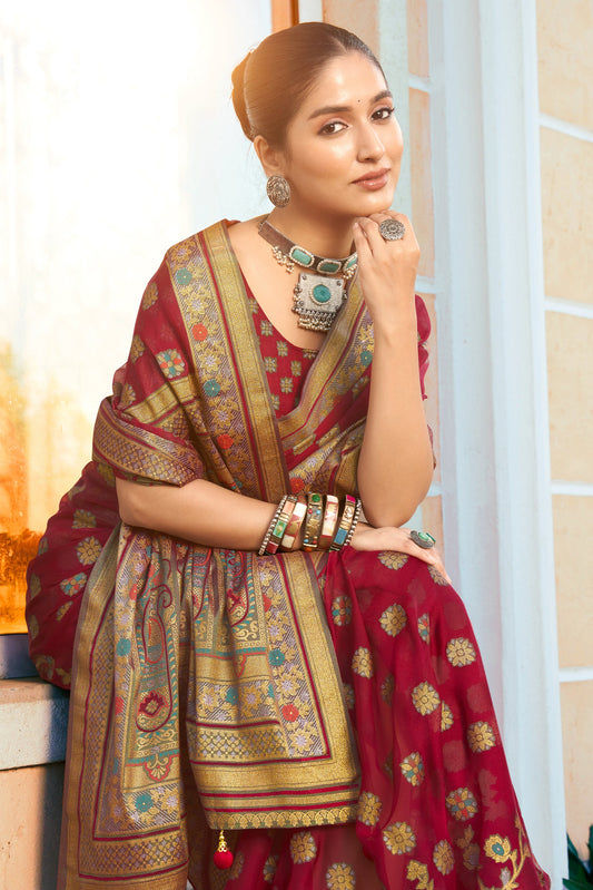 Wine Georgette Brasso Saree-ZB134535_2_SareeButa.com