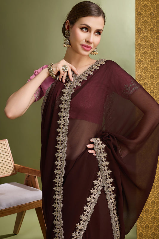 Wine Lace Work Georgette Saree-ZB133900_2_SareeButa.com