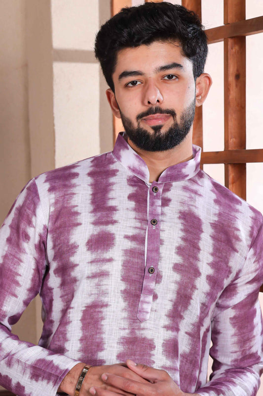 Wine Printed Linen Kurta Pajama-MW76_2_SareeButa.com