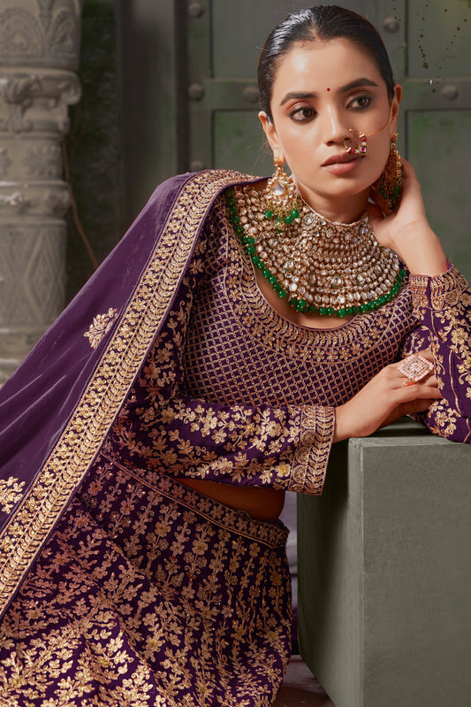 Wine Readymade Heavy Work Georgette Lehenga-LC127_2_SareeButa.com