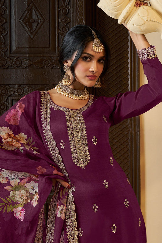 Wine Readymade Munga Silk Suit-SS396_2_SareeButa.com