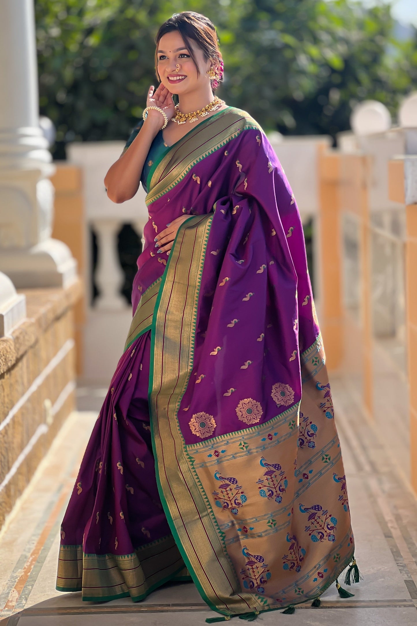 Wine Woven Paithani Saree-ZB134874_4_SareeButa.com