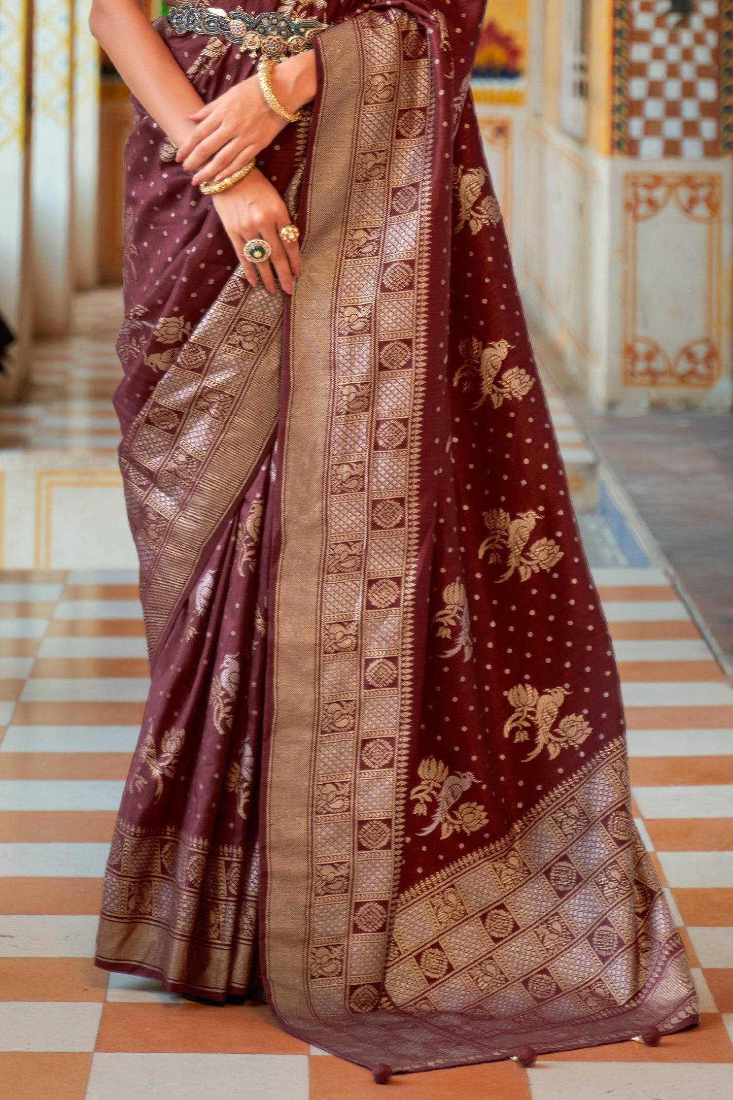 Wine Woven Silk Saree-ZB133829_4_SareeButa.com