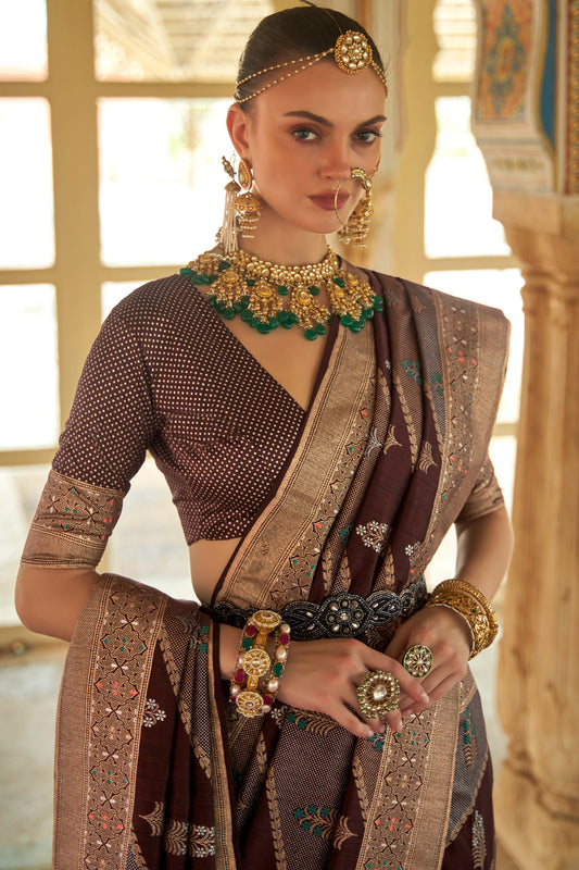 Wine Woven Silk Saree-ZB133844_2_SareeButa.com