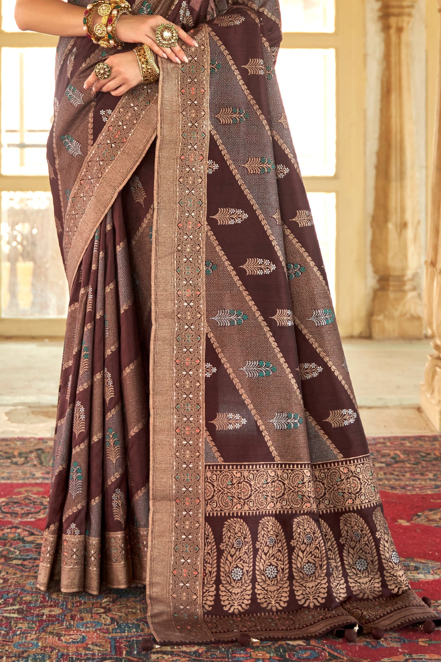 Wine Woven Silk Saree-ZB133844_4_SareeButa.com