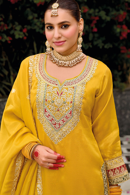 Yellow Heavy Work Shimmer Readymade Suit-SS157_2_SareeButa.com