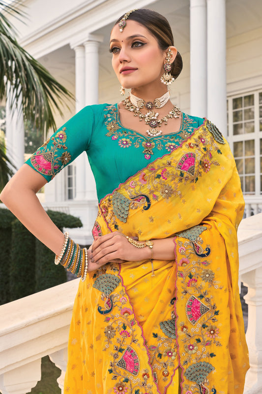 Yellow Pure Crepe Heavy Work Saree-ZB134233_2_SareeButa.com