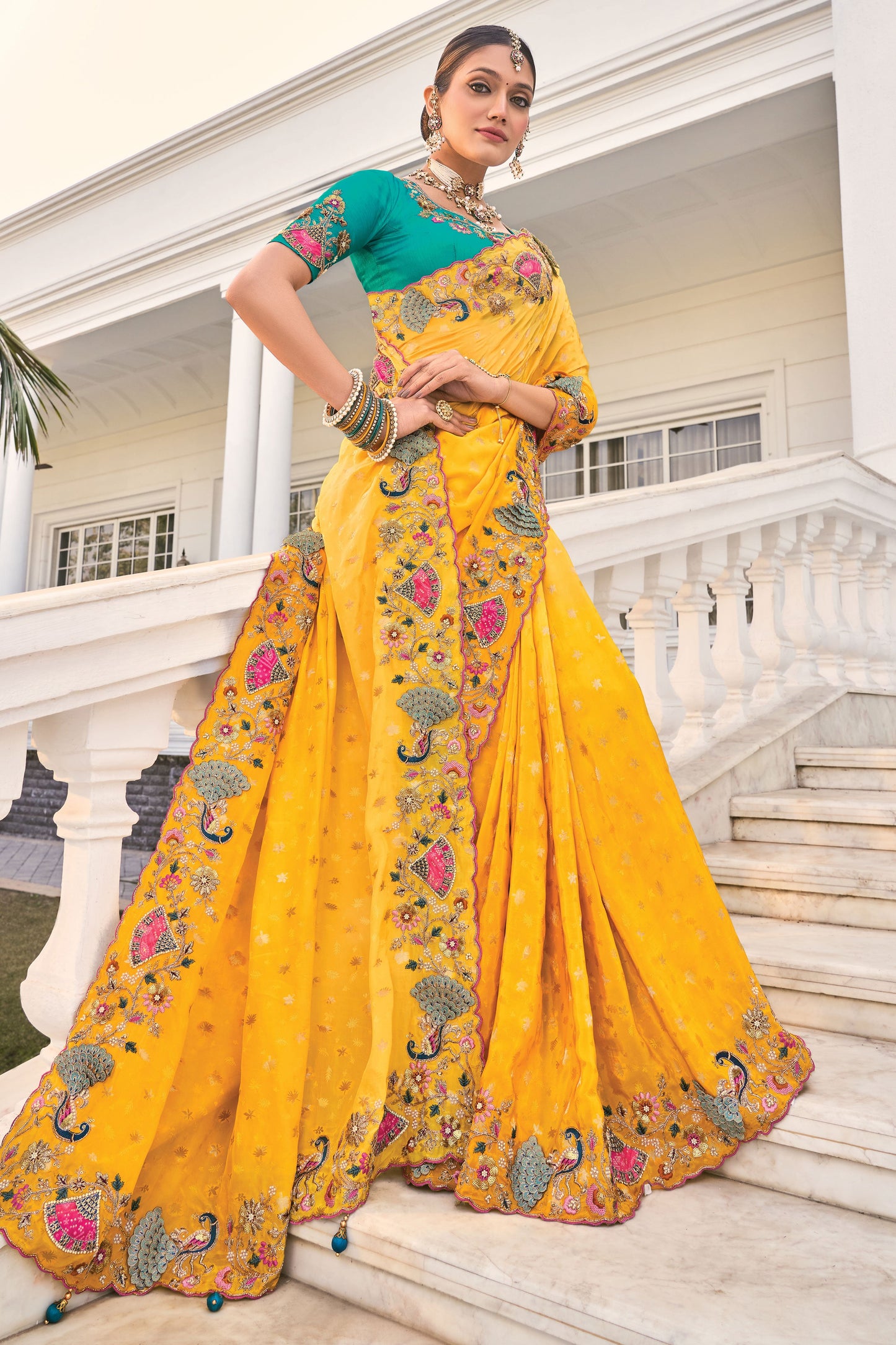Yellow Pure Crepe Heavy Work Saree-ZB134233_4_SareeButa.com