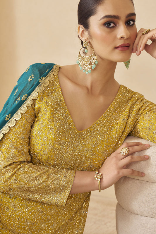 Yellow Readymade Embroidered Georgette Suit-SS716_2_SareeButa.com