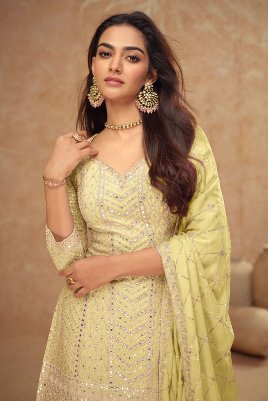 Yellow Readymade Heavy Work Chinon Silk Suit-SS263_2_SareeButa.com