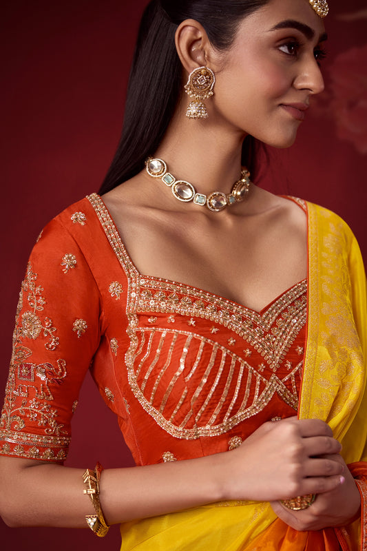 Yellow And Orange Woven Dola Crepe Silk Saree-SAR13413_2_SareeButa.com