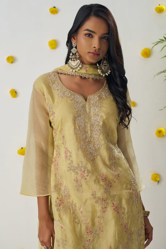 Yellow Readymade Embroidered Crush Silk Suit-SS440_2_SareeButa.com