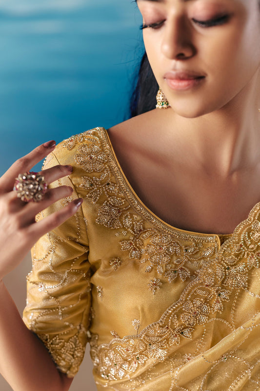 Yellow Embroidered Satin Organza Saree-SAR11038_2_SareeButa.com