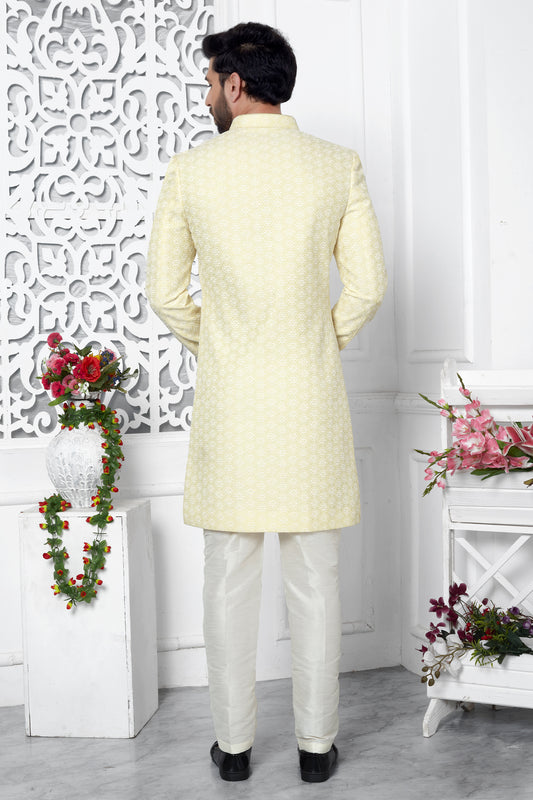 Yellow Embroidered Silk Kurta Pajama-SAR11430_2_SareeButa.com