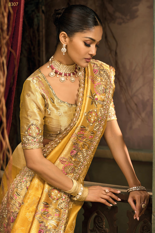 Yellow Embroidered Silk Saree-SAR12044_2_SareeButa.com