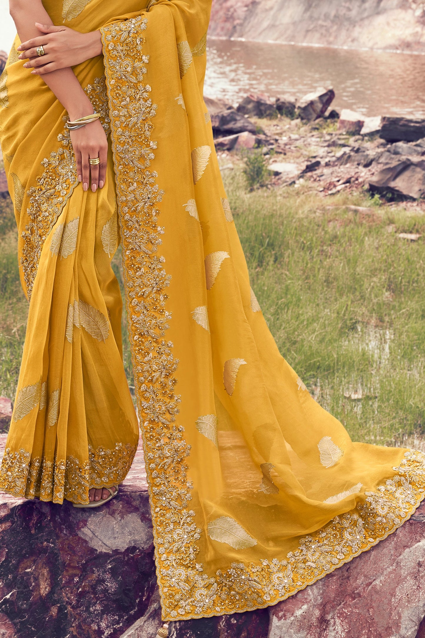 Yellow Embroidered Woven Tissue Silk Saree-SAR11007_5_SareeButa.com