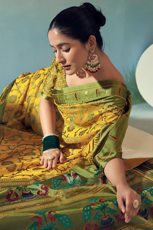 Yellow Georgette Paithani Saree-ZB134513_2_SareeButa.com