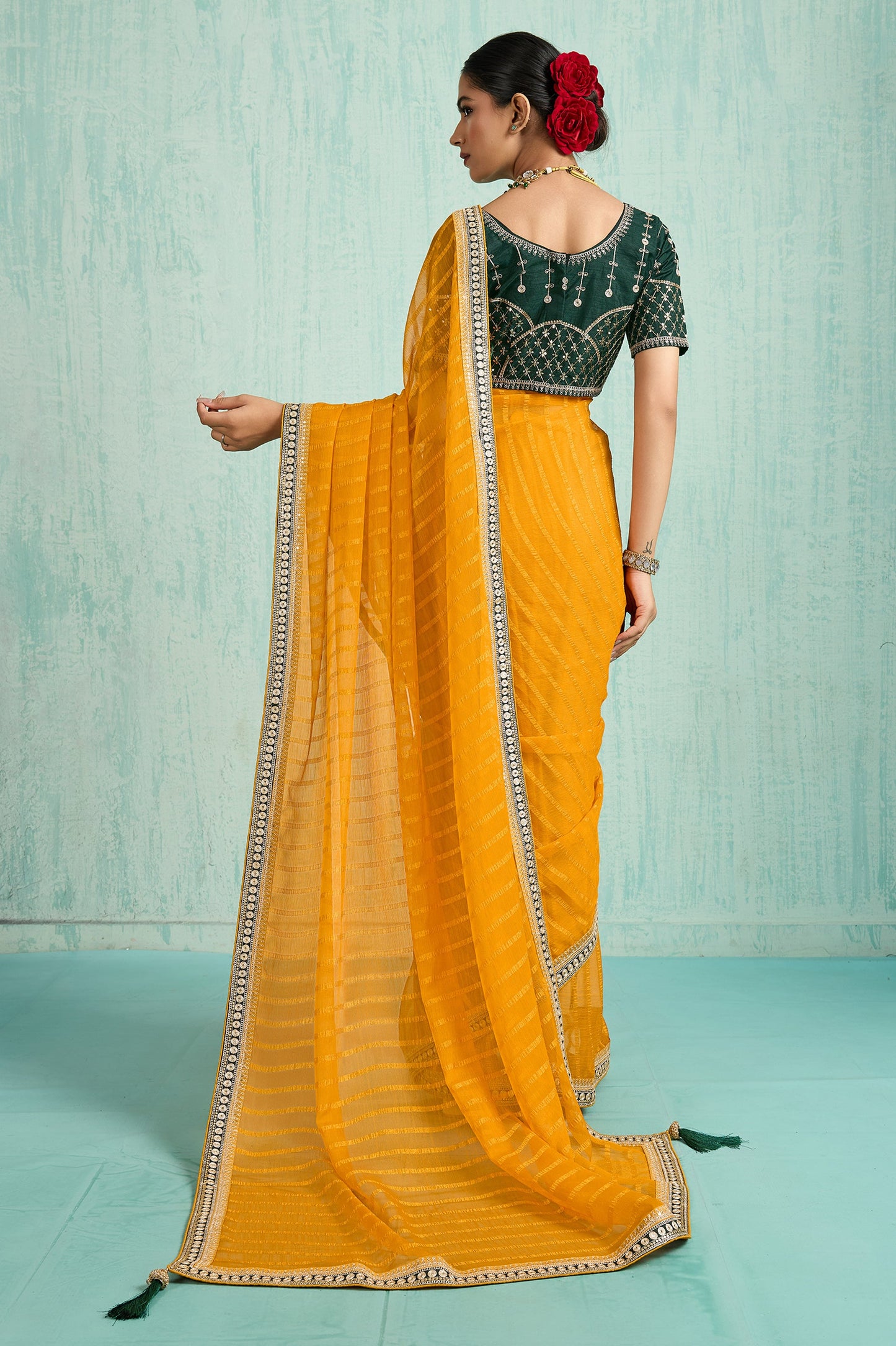 Yellow Lace Work Chiffon Saree-SAR10618_5_SareeButa.com