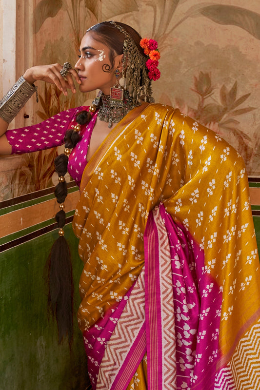 Yellow Pink Printed Silk Saree-ZB133419_2_SareeButa.com