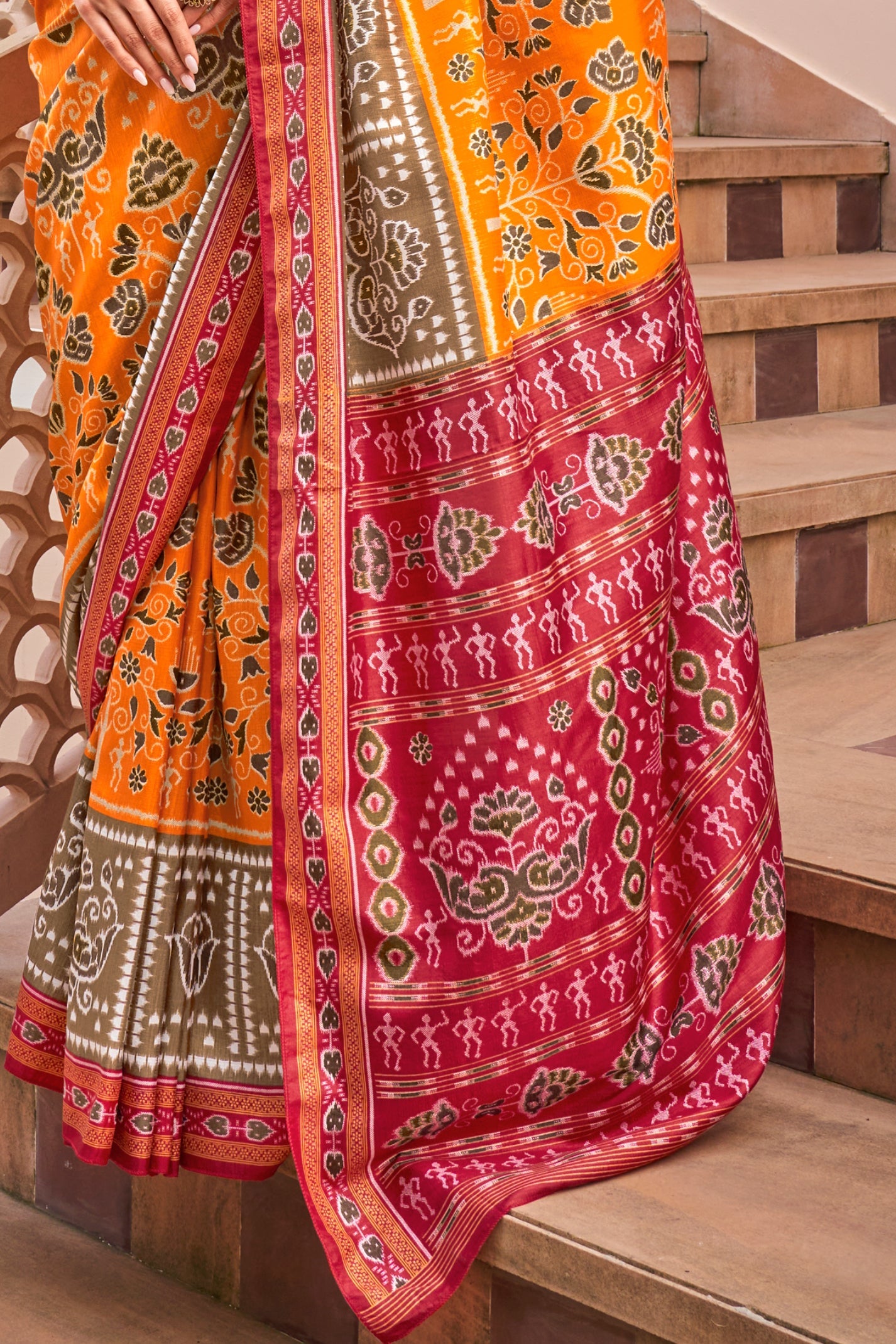 Mustard Yellow Printed Silk Saree-ZB133927_4_SareeButa.com