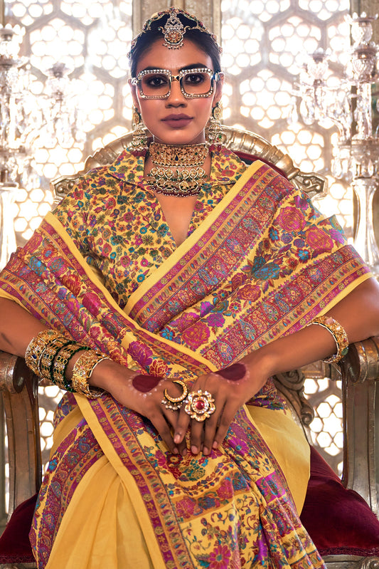 Yellow Printed Viscose Silk Saree-ZB133634_2_SareeButa.com