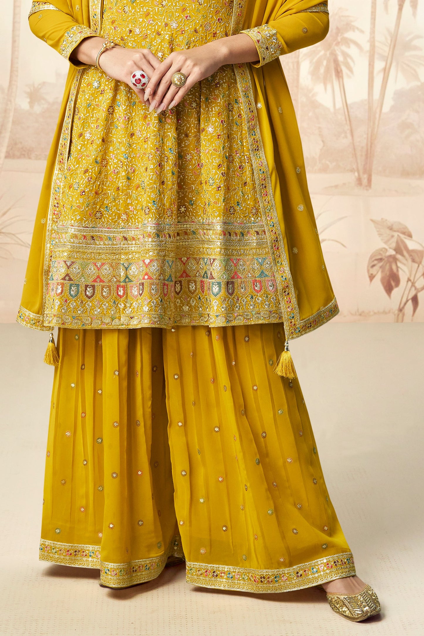 Yellow Readymade A-line Georgette Suit-SS558_4_SareeButa.com