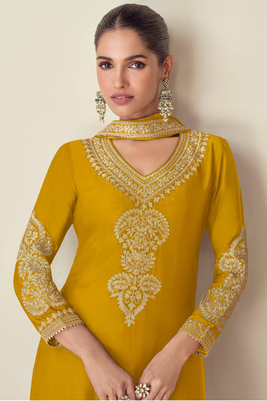 Yellow Readymade Chinon Silk Suit-SS586_2_SareeButa.com