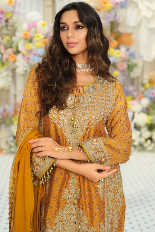 Yellow Readymade Embroidered Chinon Suit-SAR12170_2_SareeButa.com
