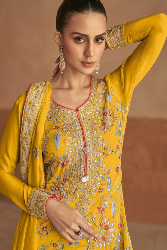 Yellow Readymade Embroidered Chinon Suit-SS499_2_SareeButa.com