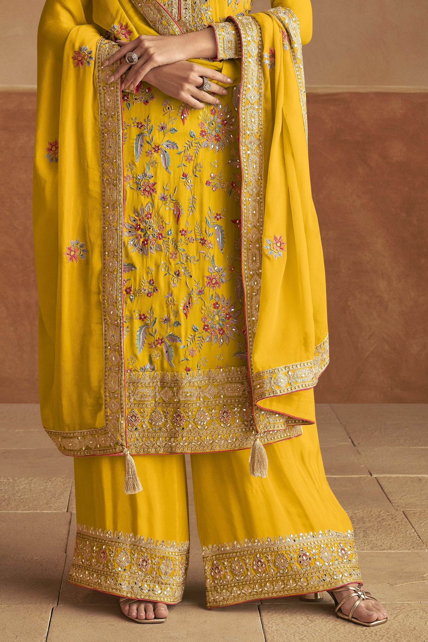 Yellow Readymade Embroidered Chinon Suit-SS499_3_SareeButa.com