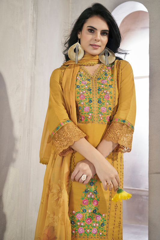 Yellow Readymade Viscose Silk Suit-SS338_2_SareeButa.com