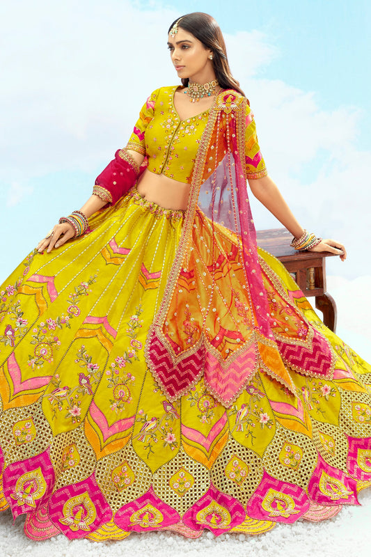 Yellow Semi-Stitched Heavy Work Silk Lehenga-LC89_2_SareeButa.com