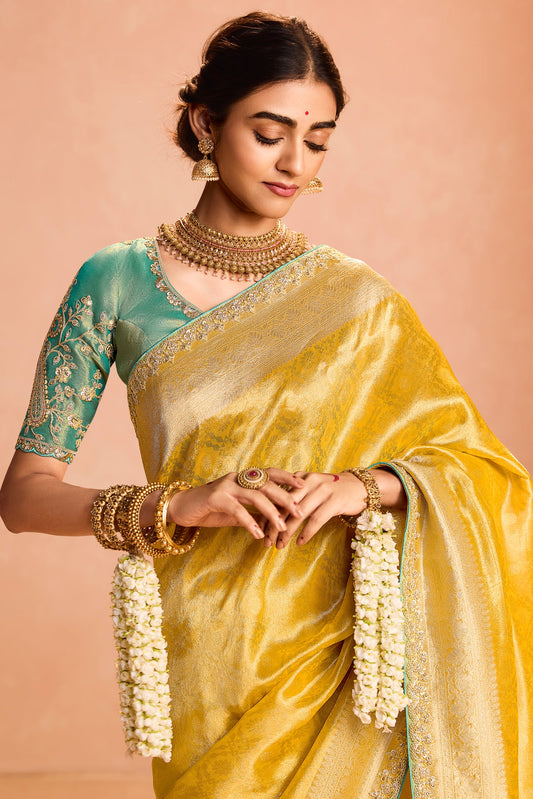 Yellow Tissue Silk Saree with Zari Work-ZB133859_2_SareeButa.com