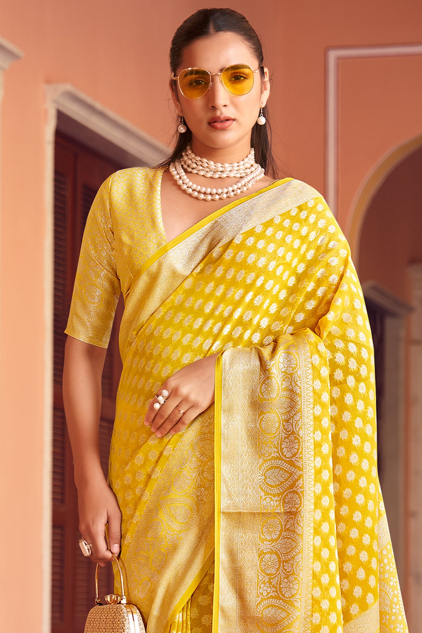 Yellow Woven Georgette Saree-SAR10177_5_SareeButa.com