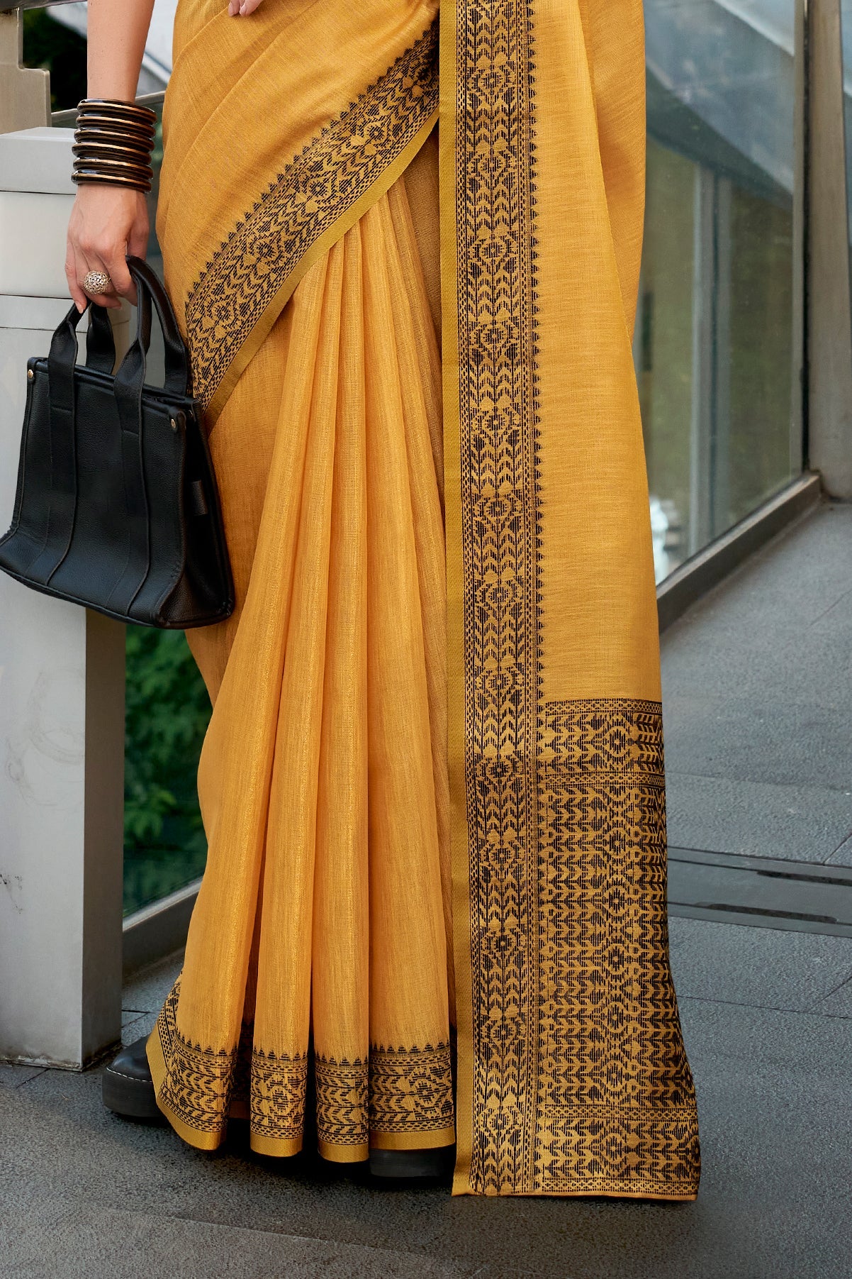 Yellow Woven Linen Tissue Saree-ZB134370_4_SareeButa.com